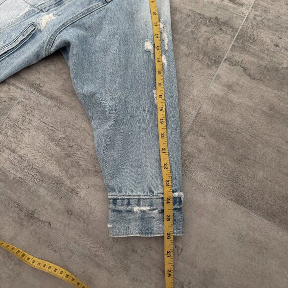 ZARA TRF IX’D makers Woman Combined poplin and ripped denim jacket light blue S - Picture 14 of 16